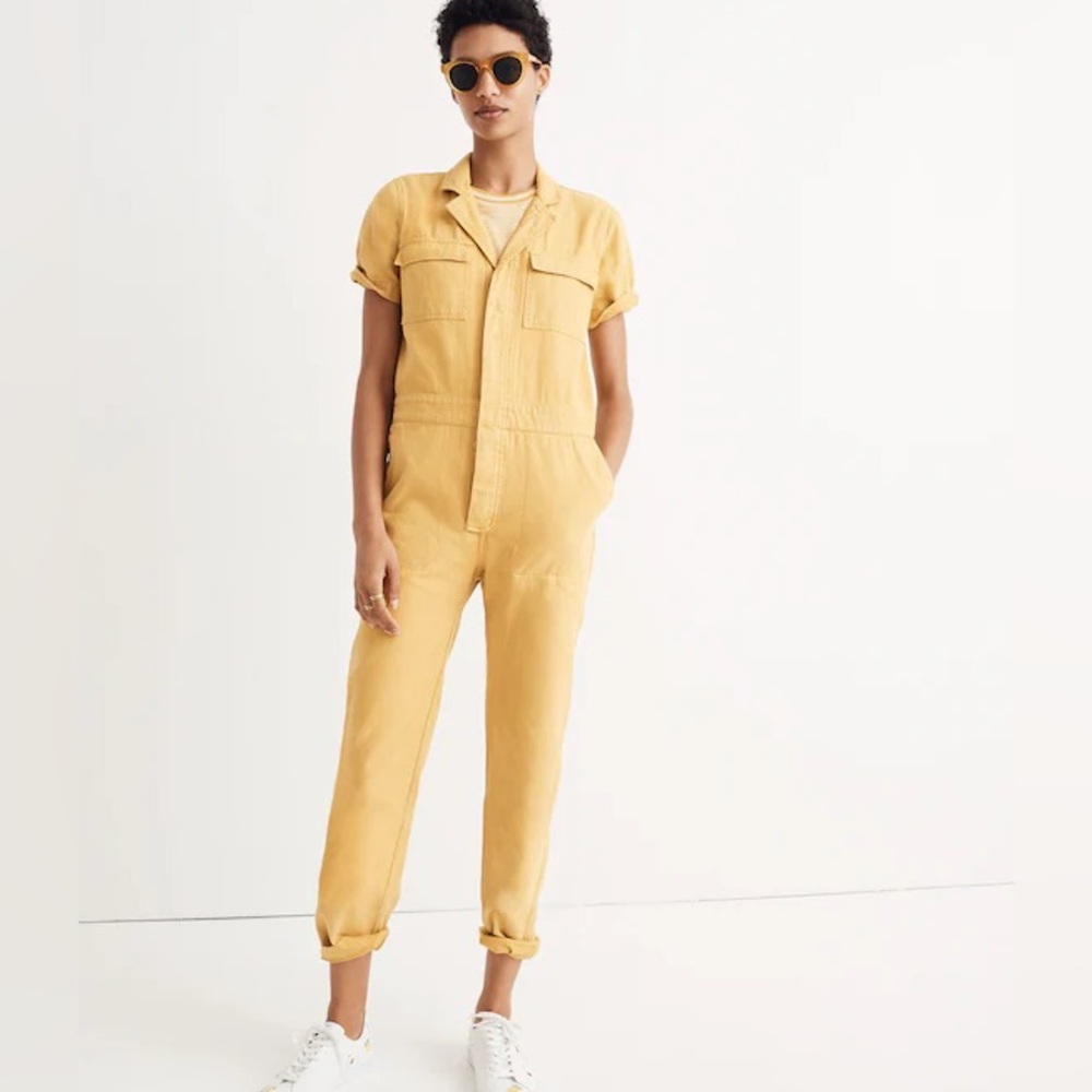 Madewell mustard cotton jumpsuit medium